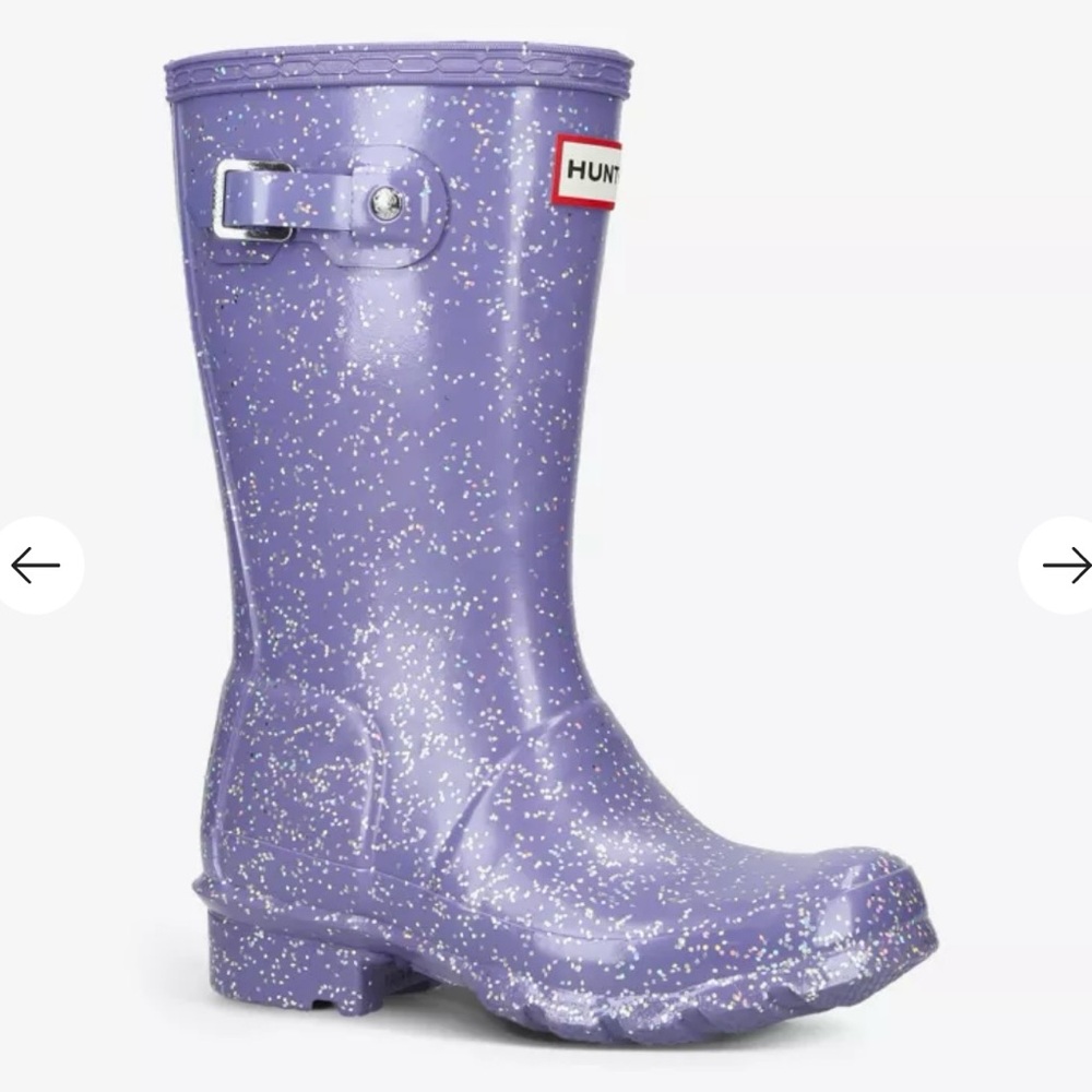 NWOT - Hunter Big Kids Original Giant Glitter Rain Boots: Purple - Size 3